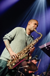 Binker-Golding-tenor-saxophone-during-the-concert-of-Binker-Golding-Quartet-at-Jazz-Jamboree-2018-St