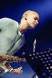 Binker-Golding-tenor-saxophone-during-the-concert-of-Binker-Golding-Quartet-at-Jazz-Jamboree-2018-St
