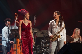 Jazzmeia-Horn-vocal,-Irwin-Hall-sax,-Barry-Stephenson-bass-and-Dorota-Piotrowska-drums-at-Warsaw-Sum